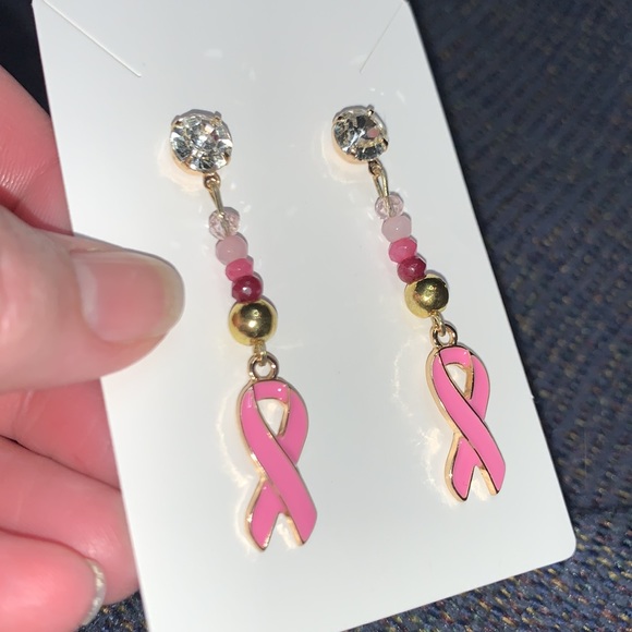 Handcrafted Pink Hope Dangling Earrings - Picture 4 of 6